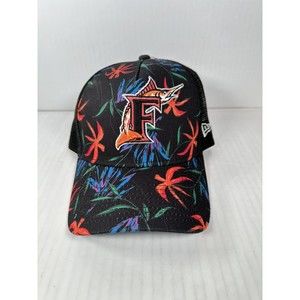 New Era 9FORTY Florida Marlins Black Floral A-Frame Trucker Snapback Hat NEW